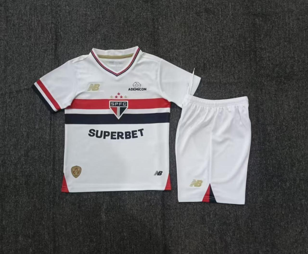 Conjunto Infantil São Paulo - Branco e Vermelho