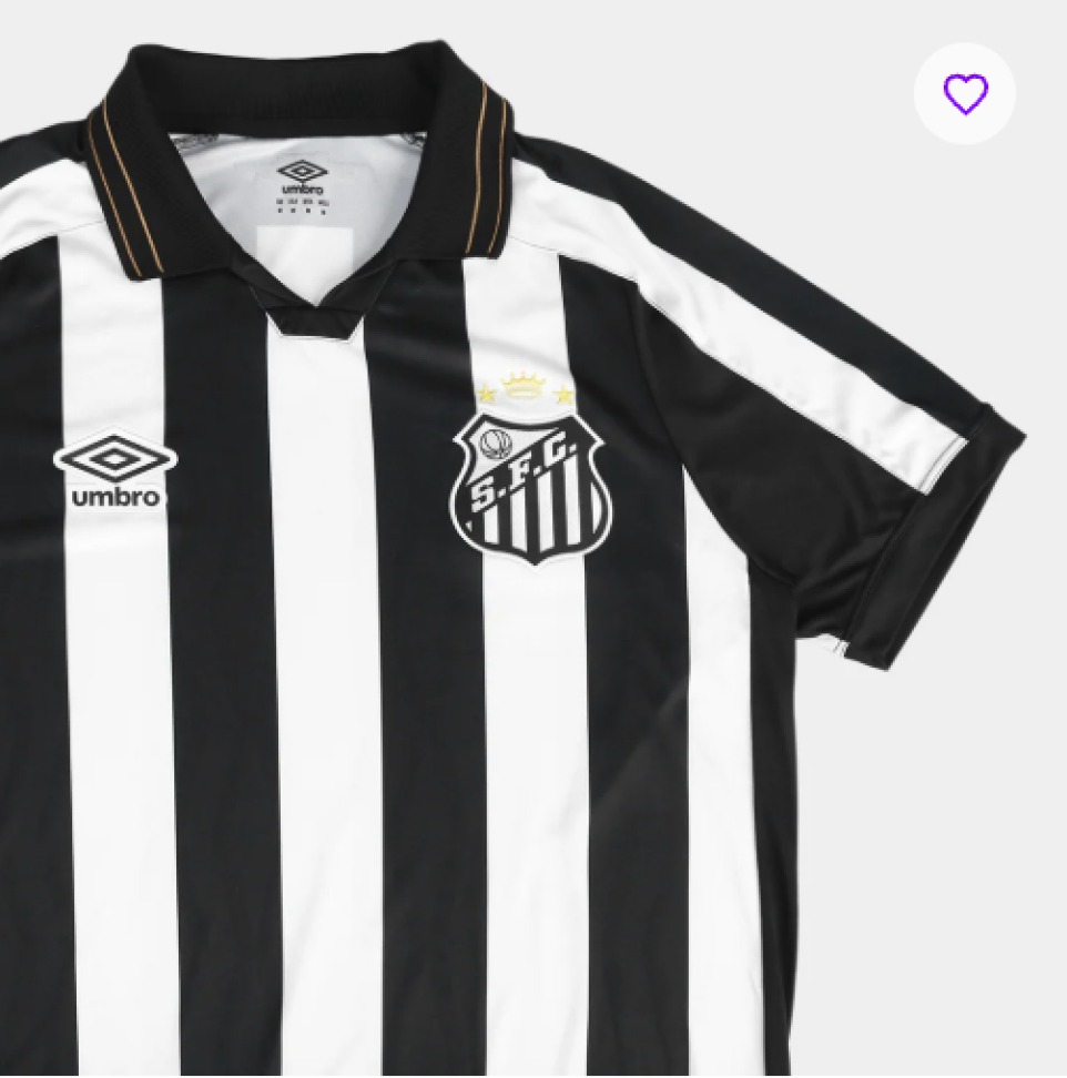Camisa Santos II 26/27 s/n Torcedor Umbro Masculina - Branco+Preto - #6