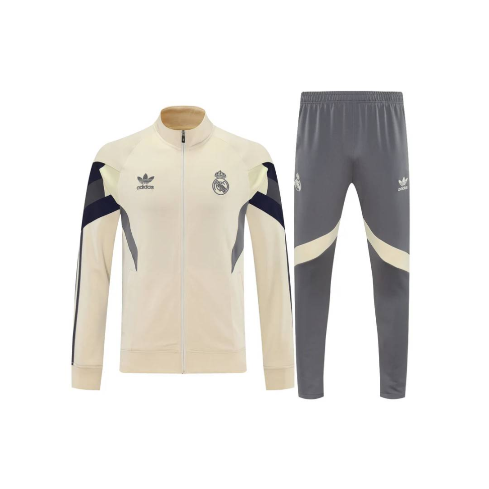 Conjunto Treino Agasalho Real Madrid 25/26 - Bege