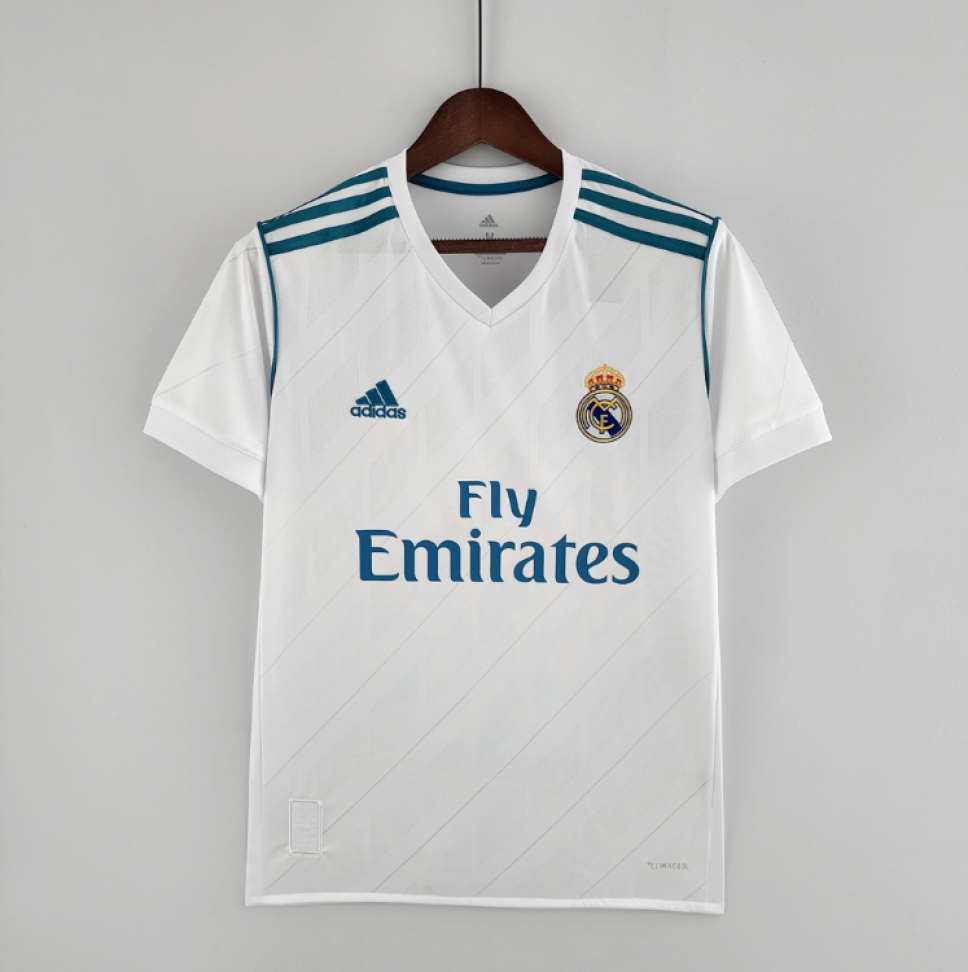 Camisa Real Madrid Home 17/18 Torcedor - Branco e Azul Turquesa
