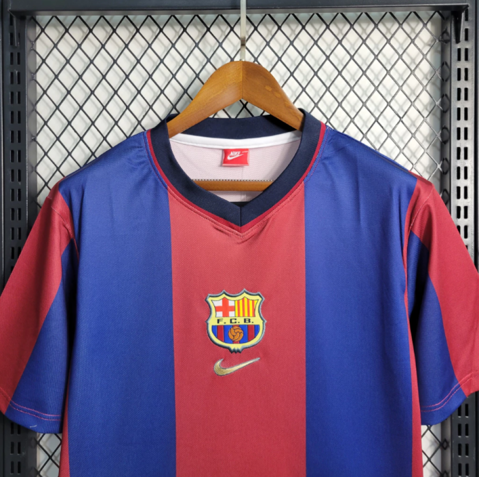 Camisa Retrô Barcelona 98/99 - Azul e Vermelho