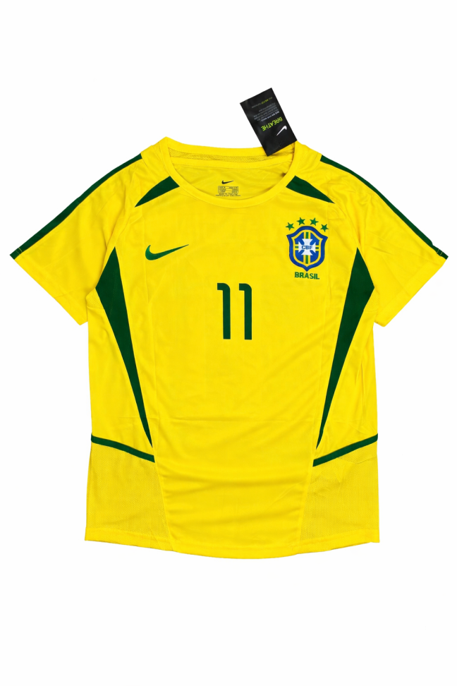 Camisa Retro Brasil 2002 Ronaldinho - Verde e Amarelo
