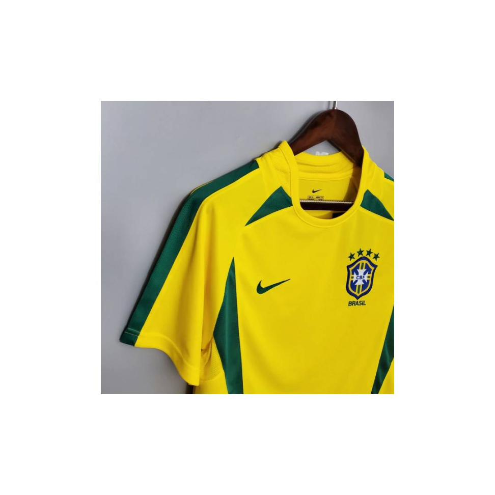 Camisa Retro Brasil 2002 Ronaldinho - Verde e Amarelo - #5