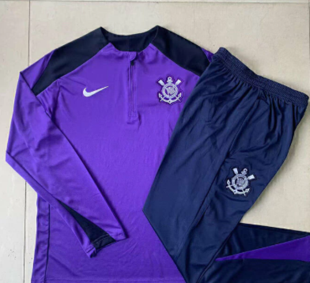 Conjunto De Treino Corinthians 2025/2026 Manga Longa - Roxa e Azul Marinho
