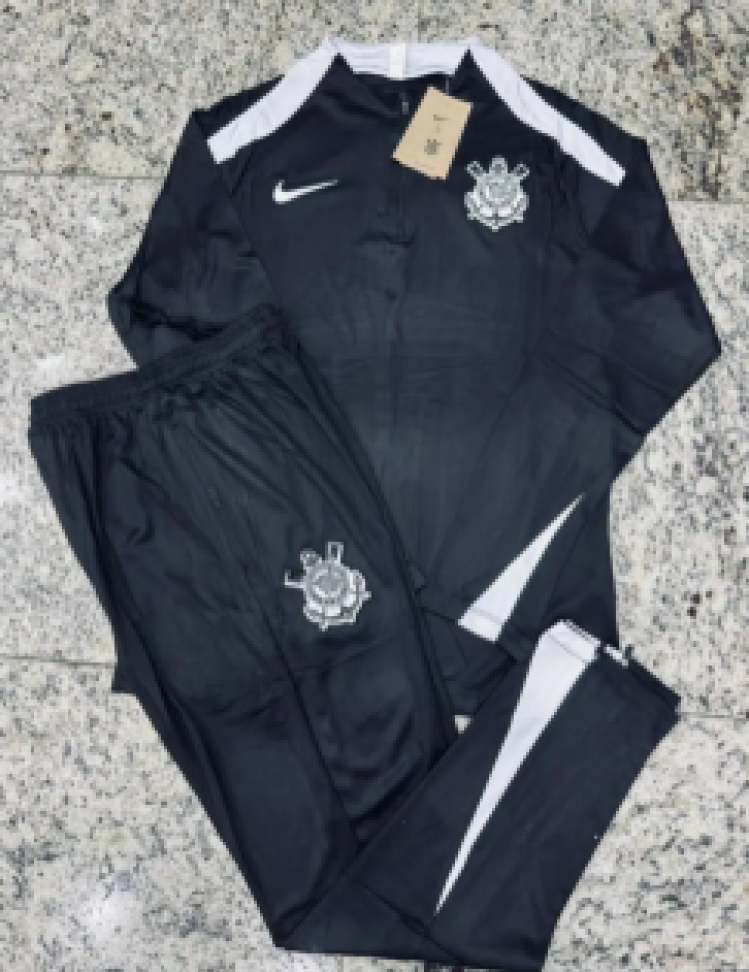 Conjunto Treino Corinthians 24/25 - Preto e Branco