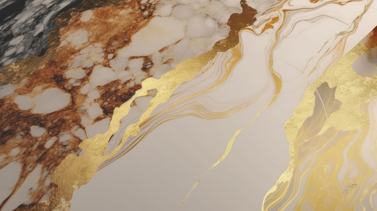 Abstrato Marron, Bege e Dourado