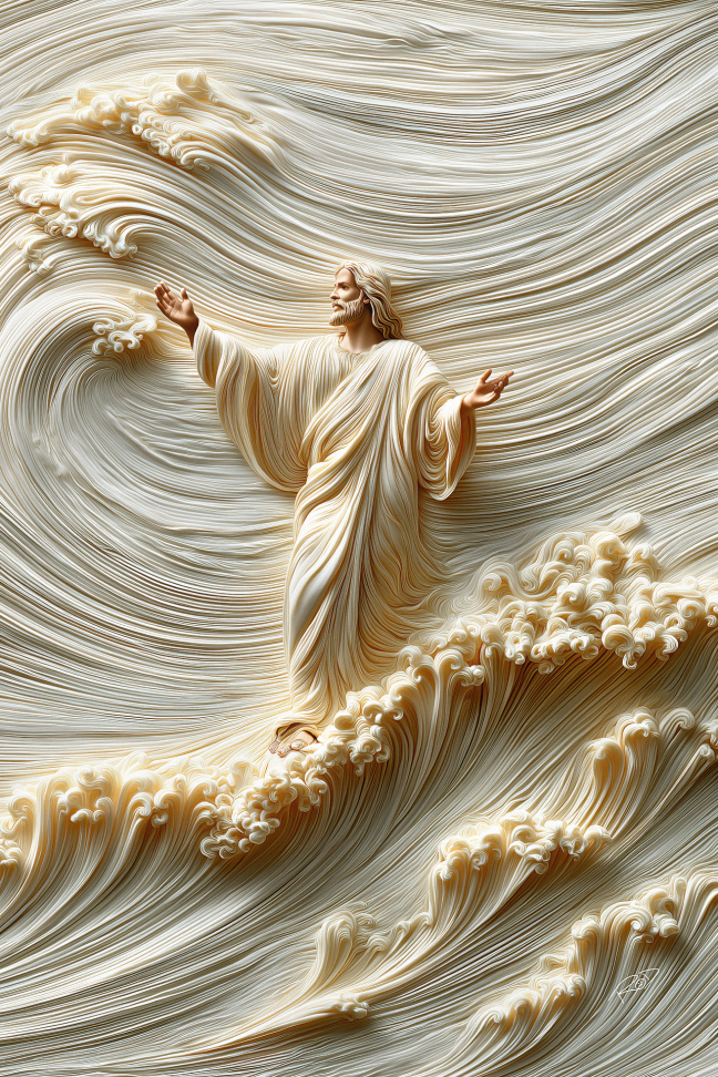 Jesus Caminhando na agua 3D