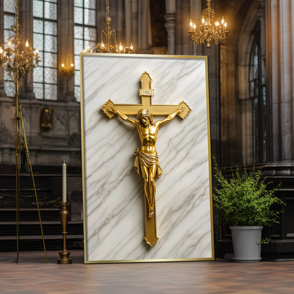 Jesus na cruz dourado
