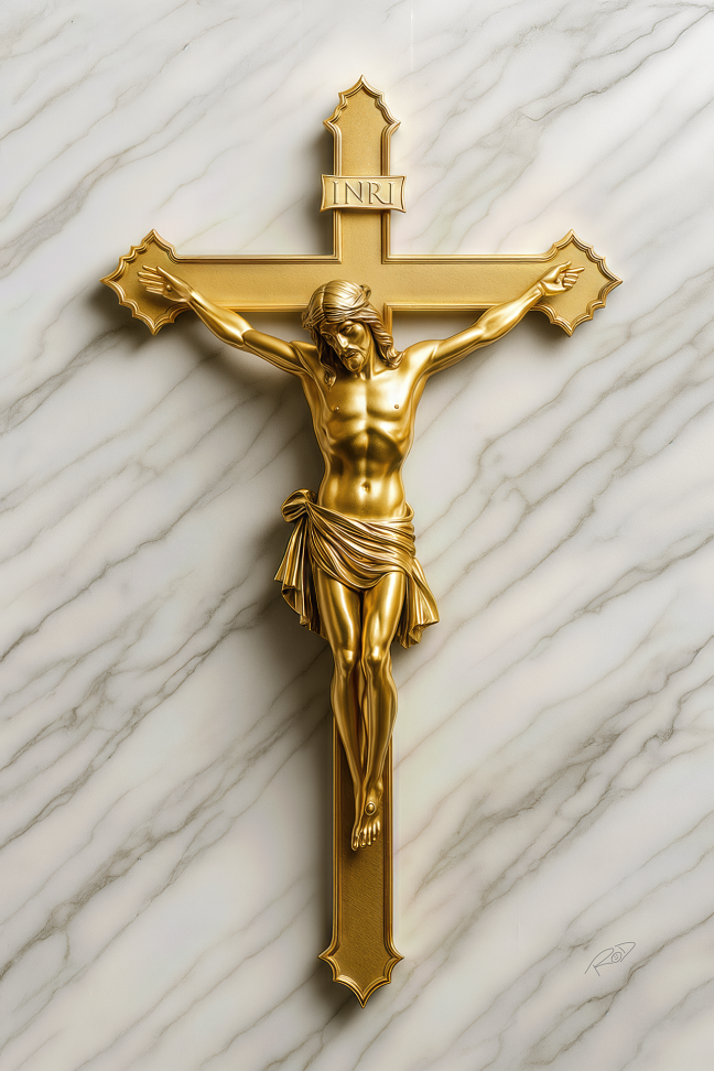 Jesus na cruz dourado