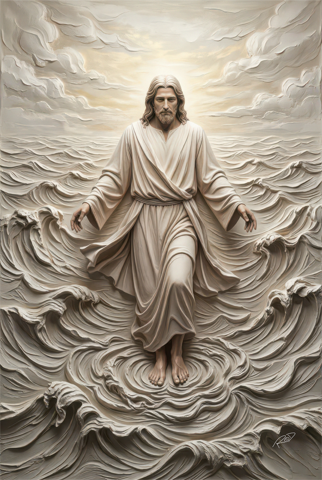Jesus Caminhando na água 3D