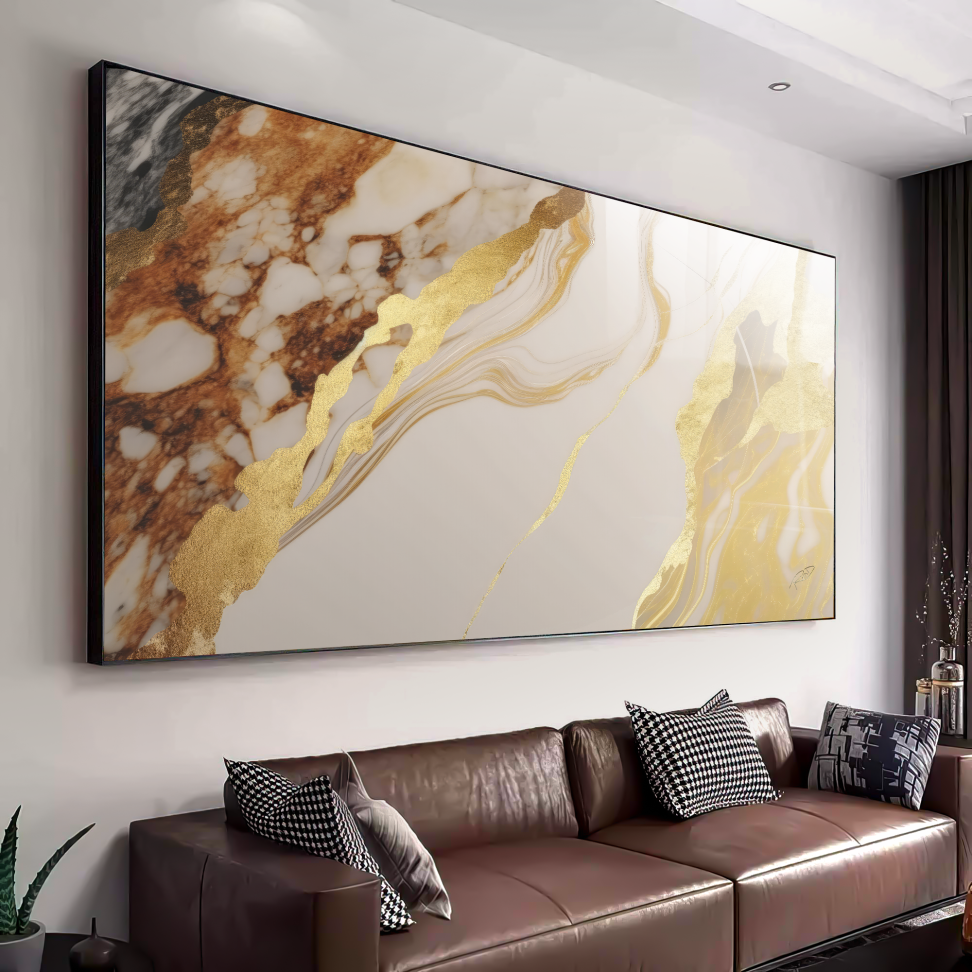 Abstrato Marron, Bege e Dourado
