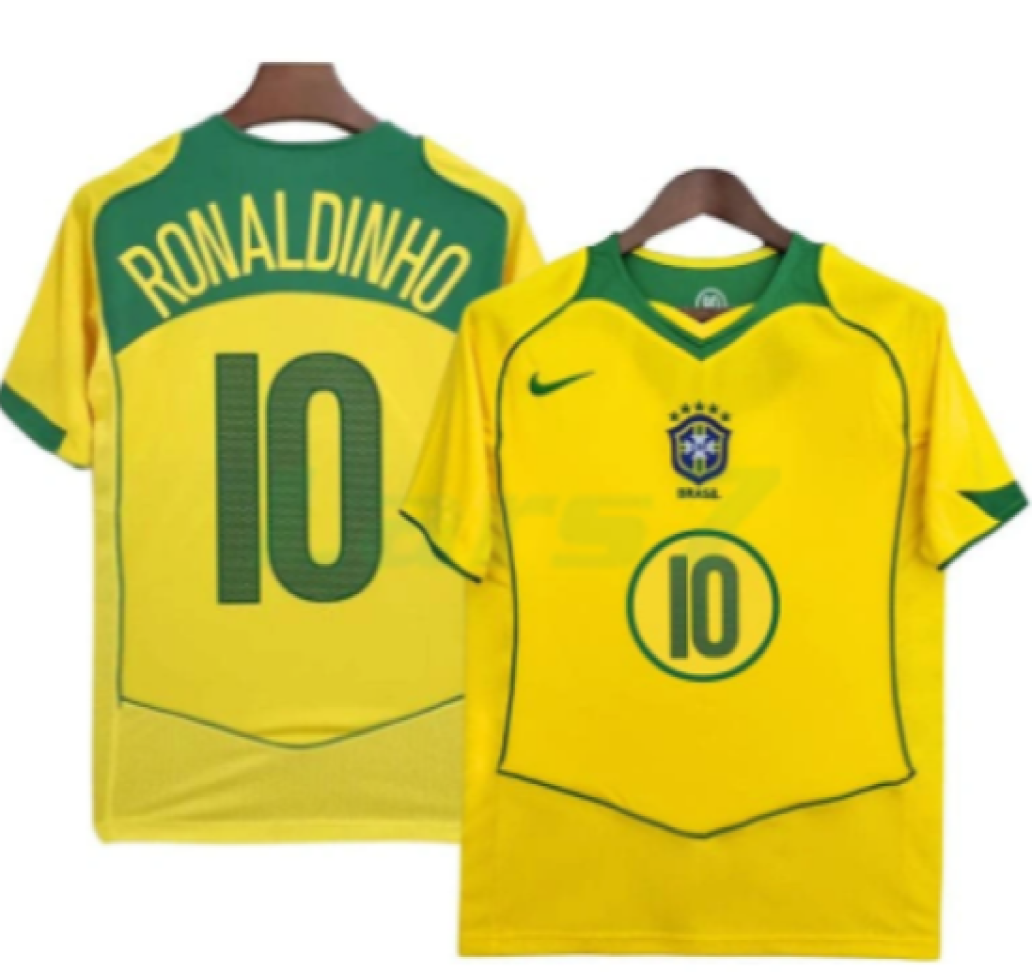 Camisa Retrô Seleção Brasileira 2004 Ronaldinho Gaucho - Amarela - #2