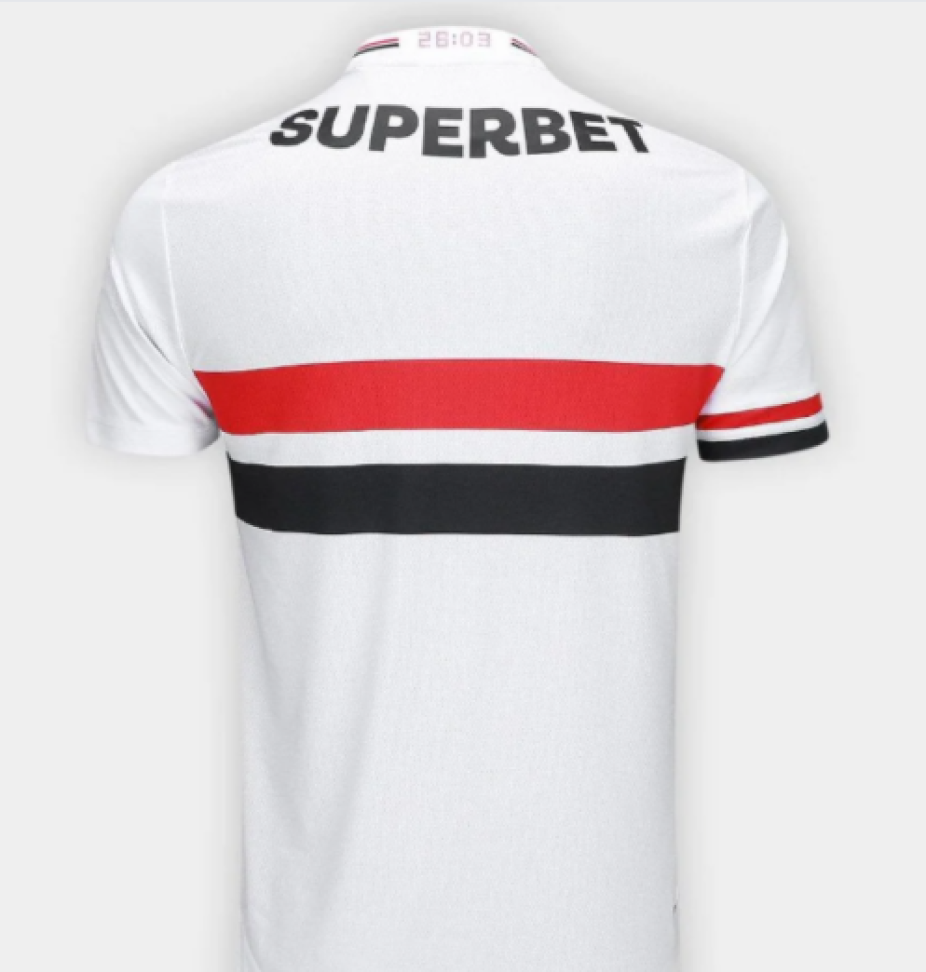 Camisa São Paulo I 25/26 Jogador New Balance Masculina - Branco+Vermelho - #2