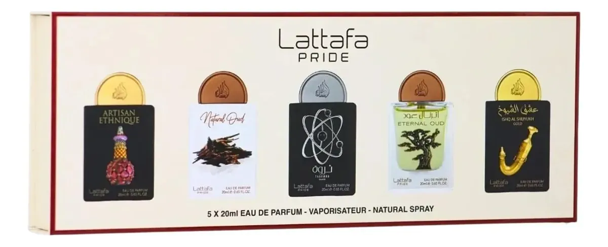 KIT ARABE LATTAFA PRIDE GIFT BOX EDP 20ML 5UNID.