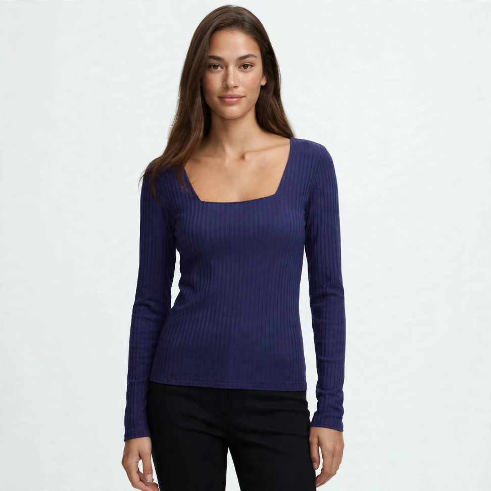 Blusa canelada - decote quadrado