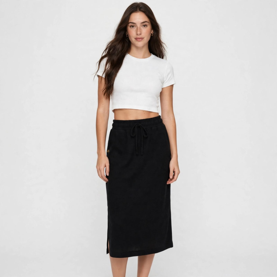 Saia midi jacqard preto - Tam GG