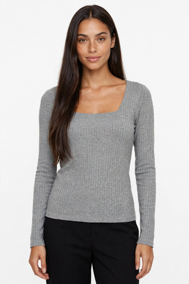 Blusa canelada - decote quadrado