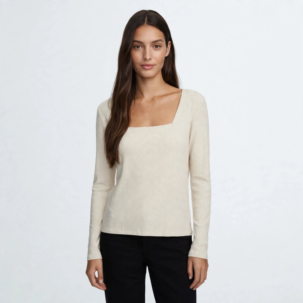 Blusa canelada - decote quadrado - #3