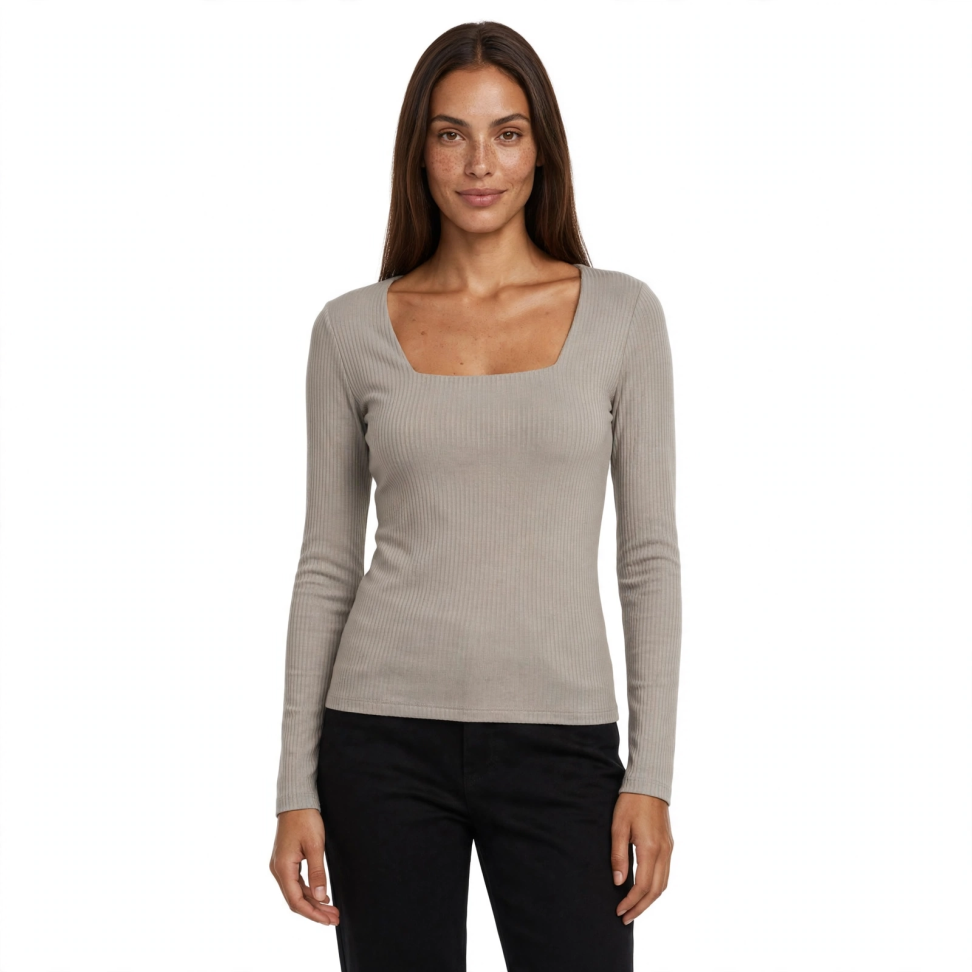Blusa canelada - decote quadrado - #4