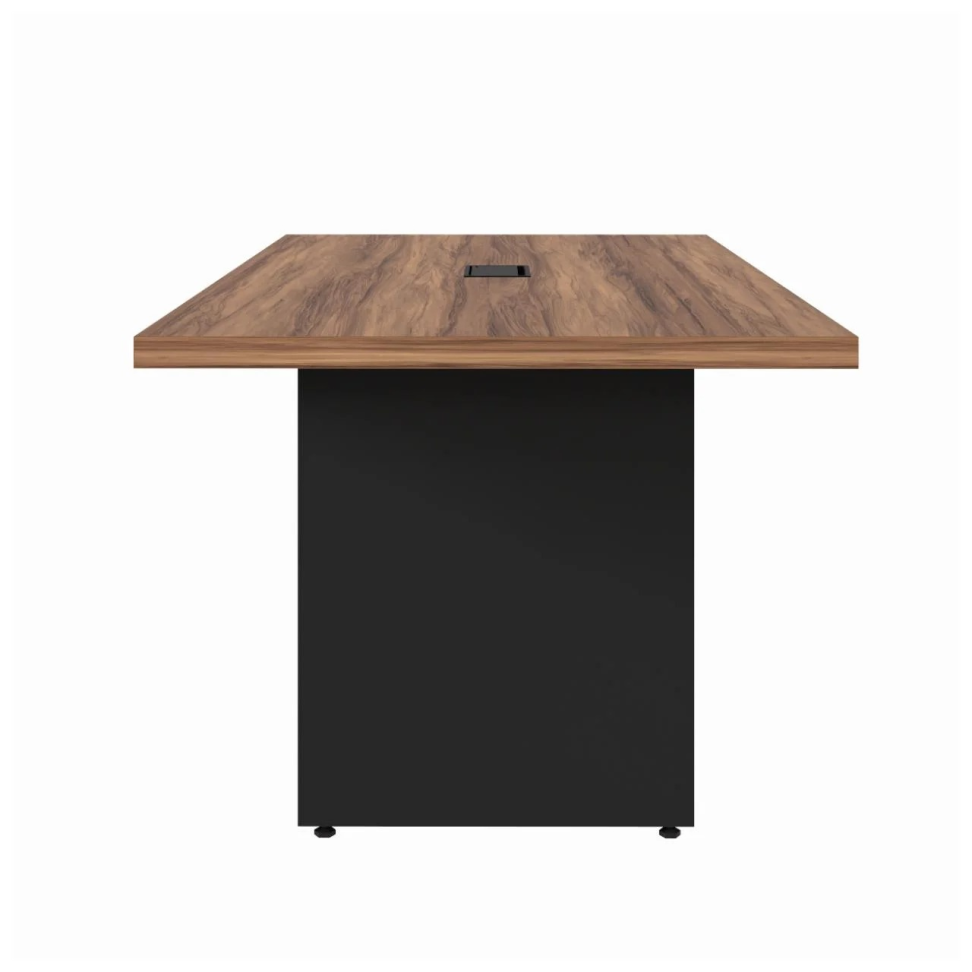 MESA DE REUNIÃO RETANGULAR 2,00 x 0,90 C/ CAIXA DE TOMADA NOGAL SEVILHA/PRETO - #3