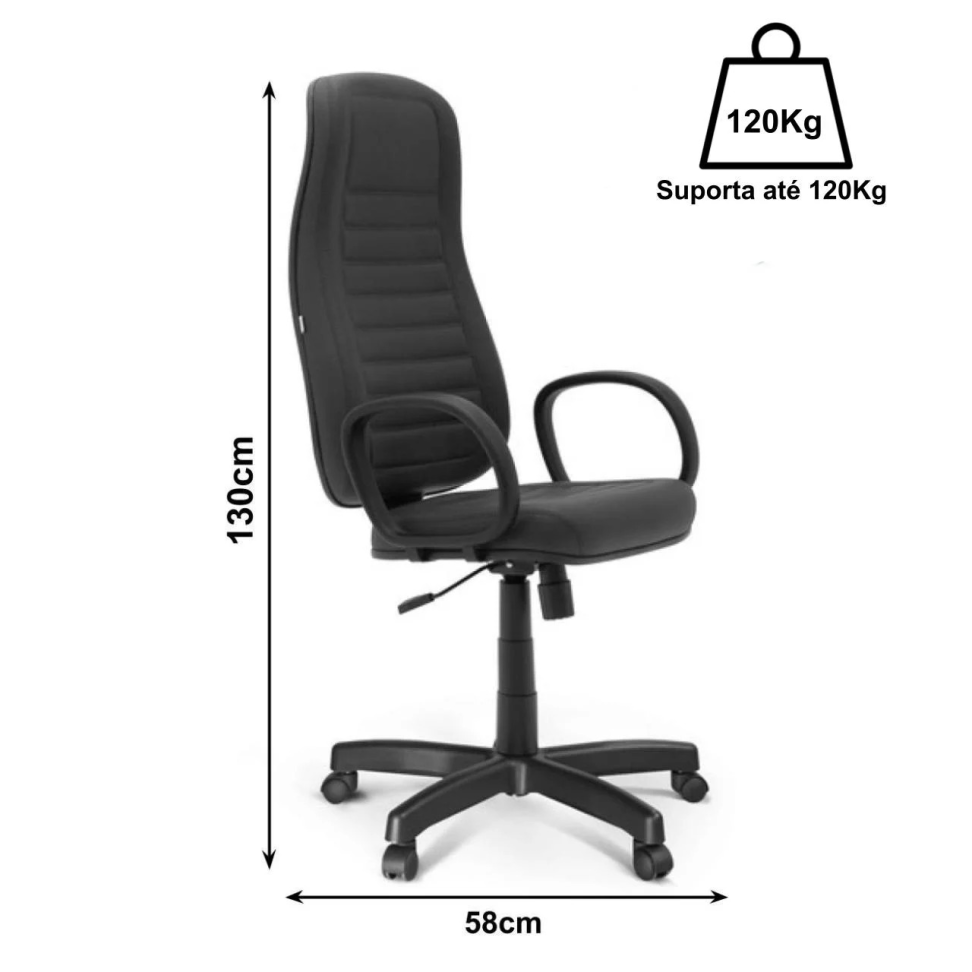 CADEIRA PRESIDENTE ALTA COM COSTURA E BRAÇO - #3