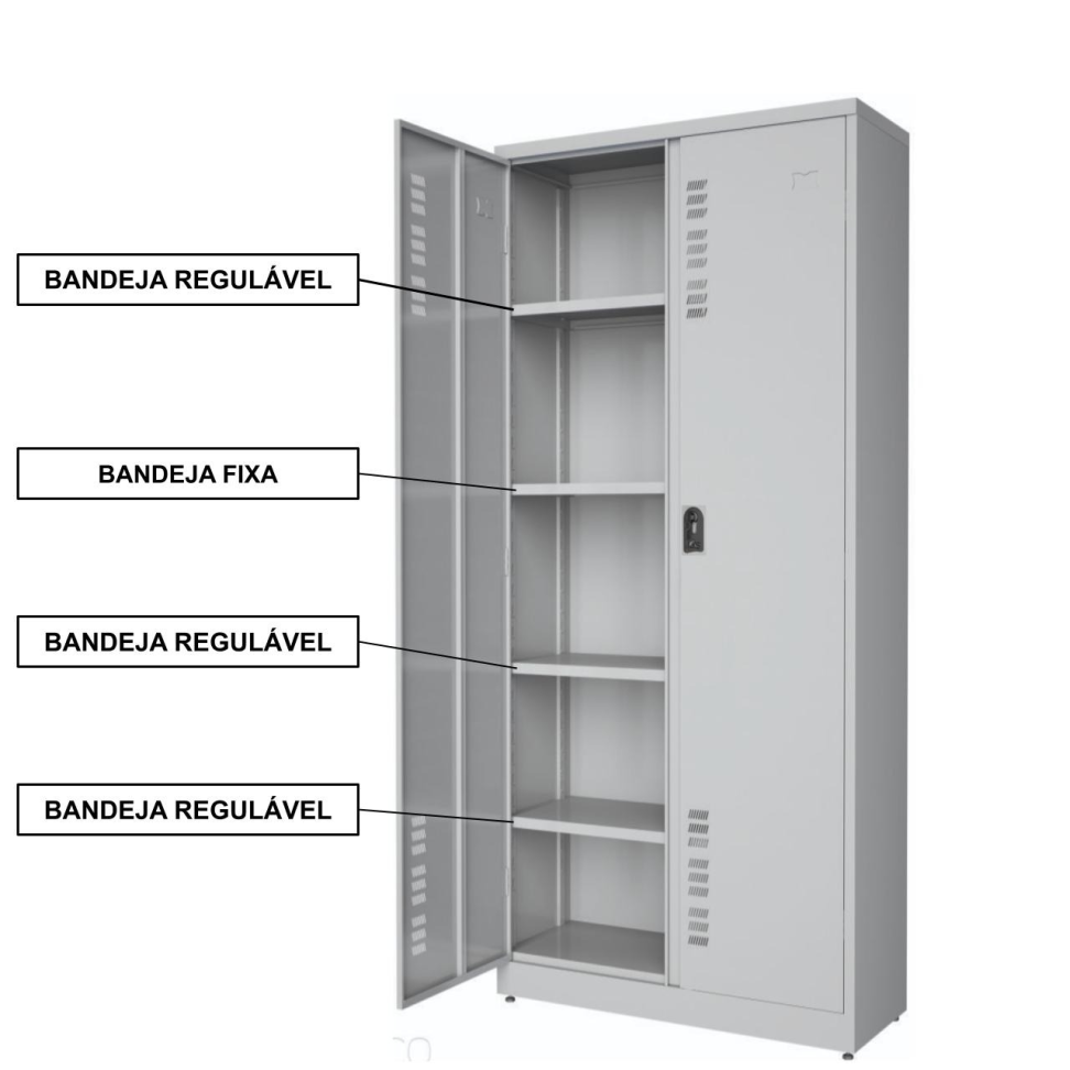 ARMÁRIO DE AÇO W3 2 PORTAS COM FECHADURA 1,60M X 0,80M X 0,40M - #2