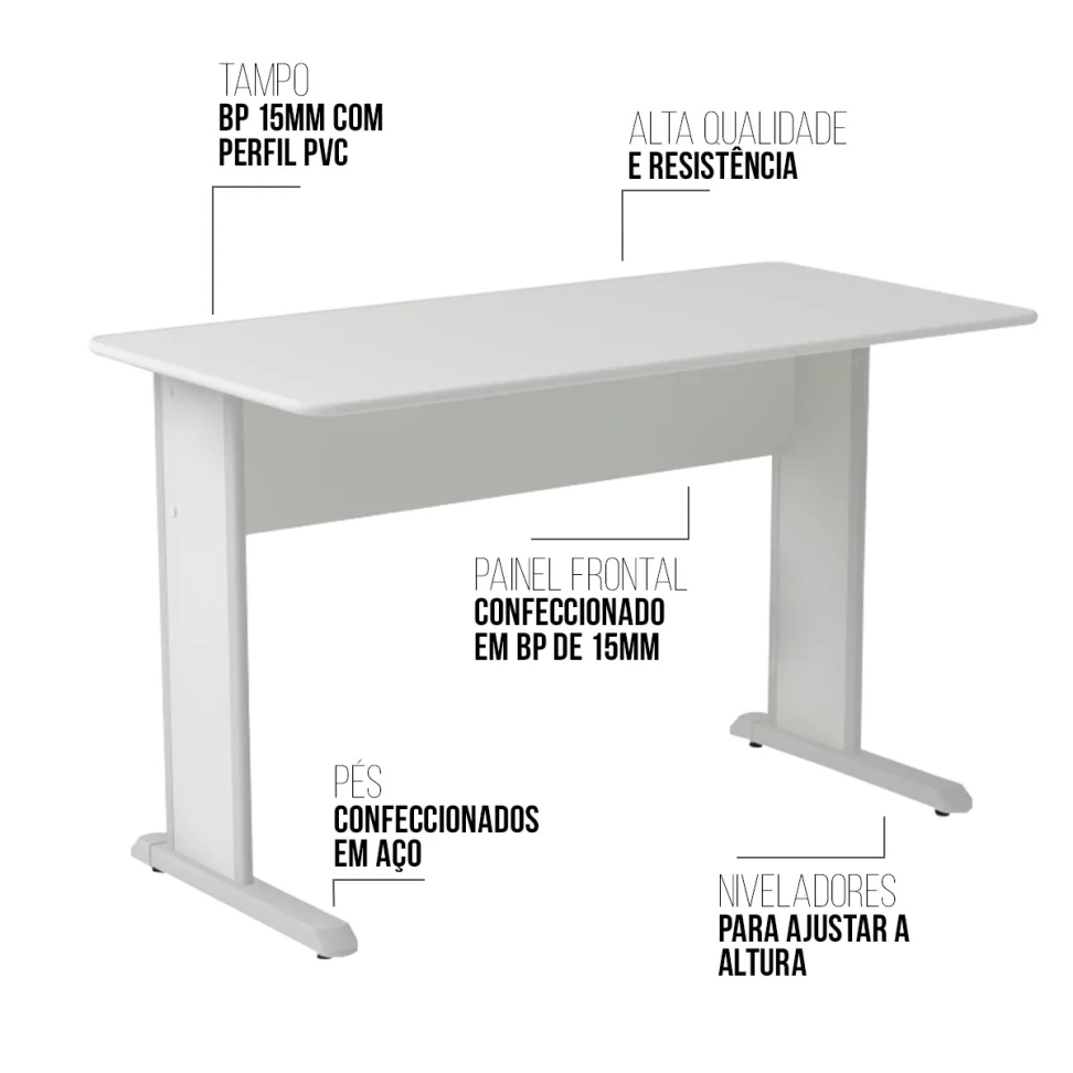 MESA RETA 15MM 1,00X0,60 CINZA CRISTAL SEM GAVETAS - #2