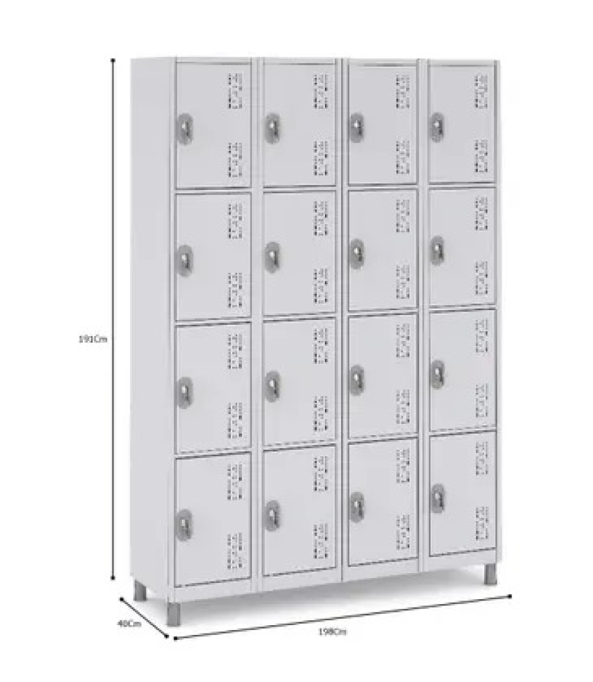 ROUPEIRO EM AÇO W3 16 PORTAS PEQ. COM PITÃO PARA CADEADO - #2