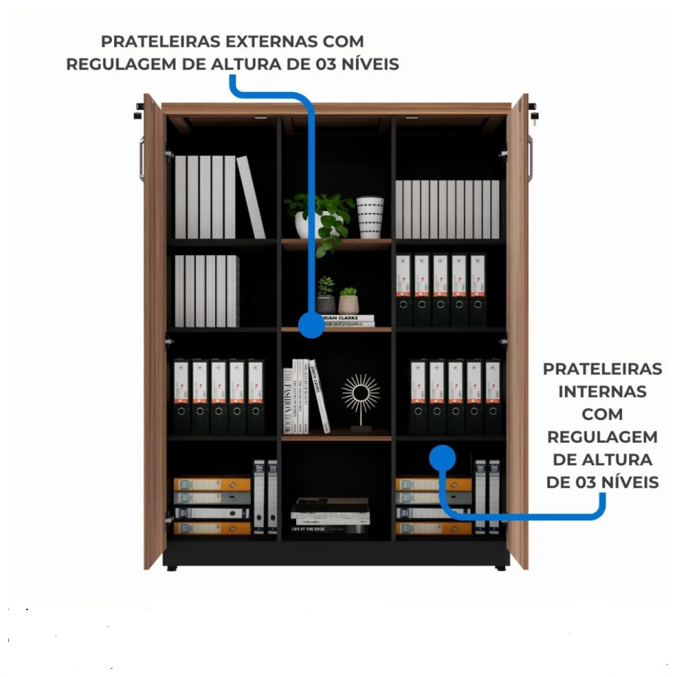 ARMÁRIO ALTO CREDENZA COM NICHO 1,61×1,20 NOGAL SEVILHA/PRETO - #4