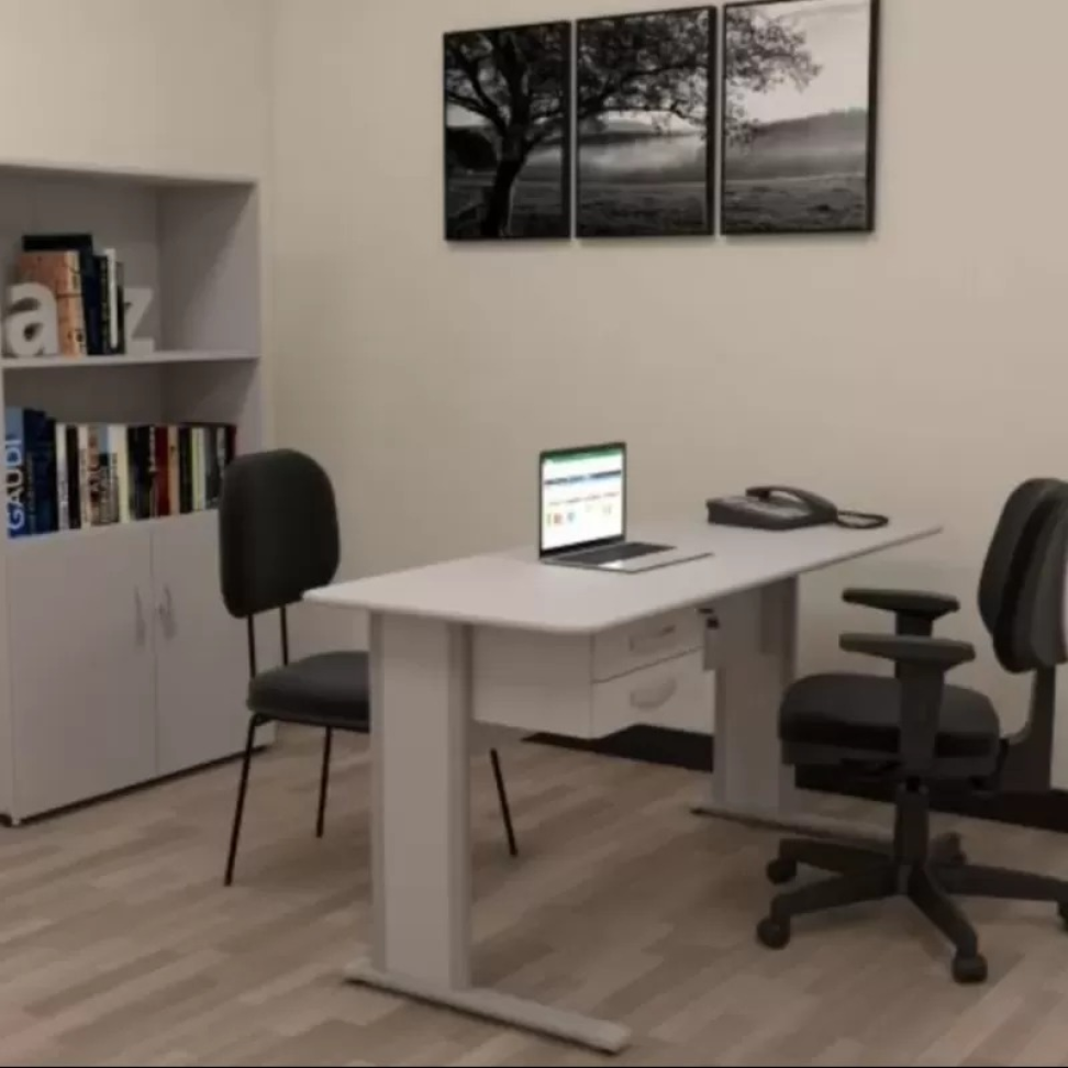 MESA RETA 15 MM 1,20X0,60 COM 2 GAVETAS COM CHAVE - #1