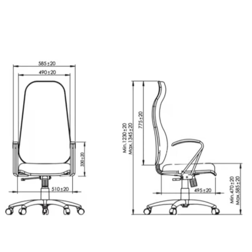 CADEIRA PRESIDENTE ALTA COM COSTURA - BASE E BRAÇO CROMADO - #1