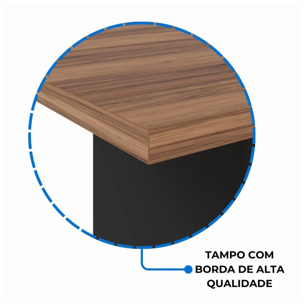 MESA DE REUNIÃO RETANGULAR 2,00 x 0,90 C/ CAIXA DE TOMADA NOGAL SEVILHA/PRETO - #5