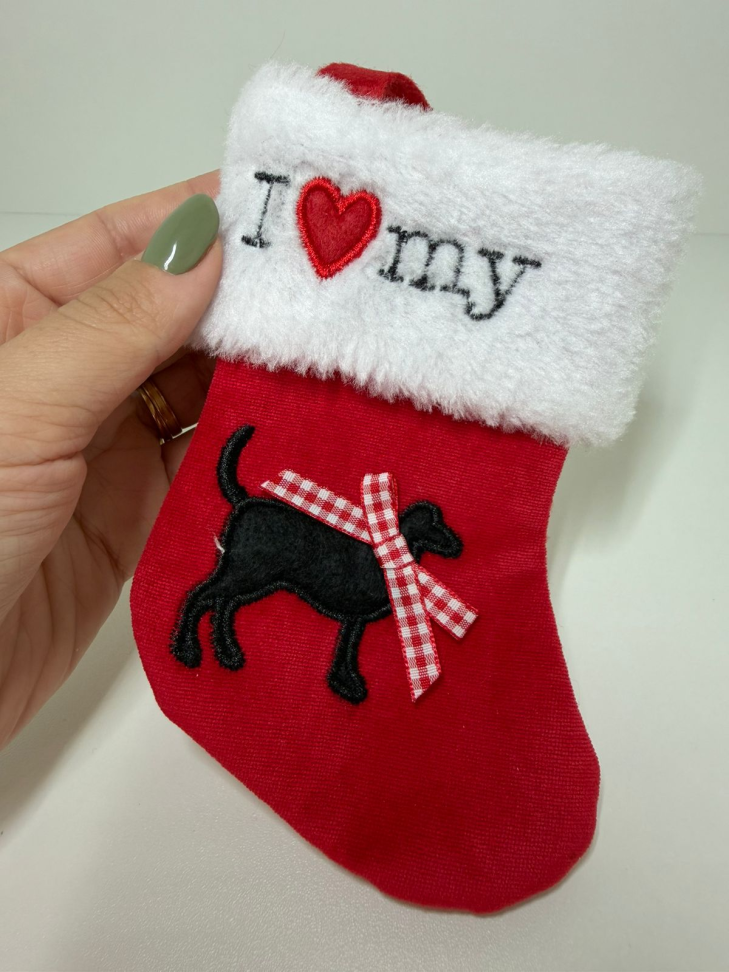 Meia natalina "I love my dog"