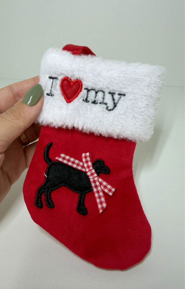 Meia natalina "I love my dog"