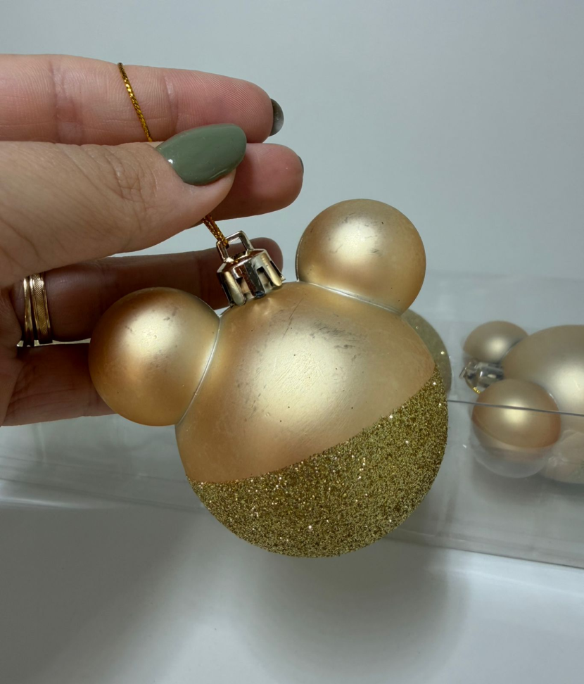 Bola de natal Mickey dourada (6un)