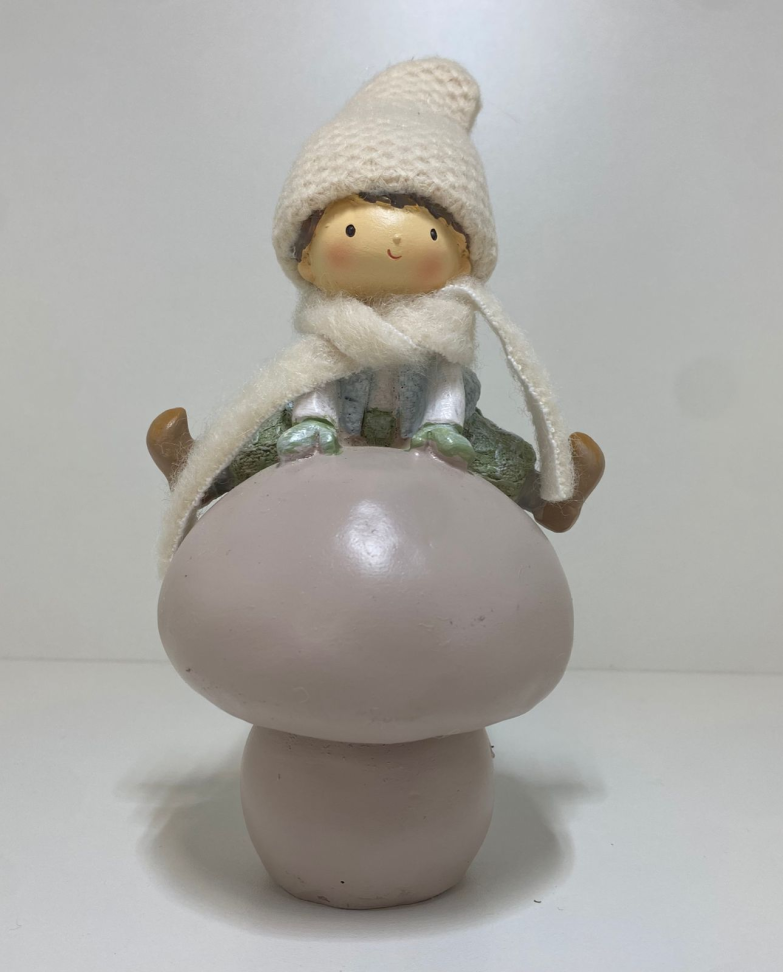 Adorno de Cogumelo Rosa e Branco (19cm)