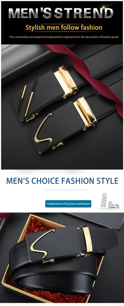 Cinto de couro PU masculino elegante - #6