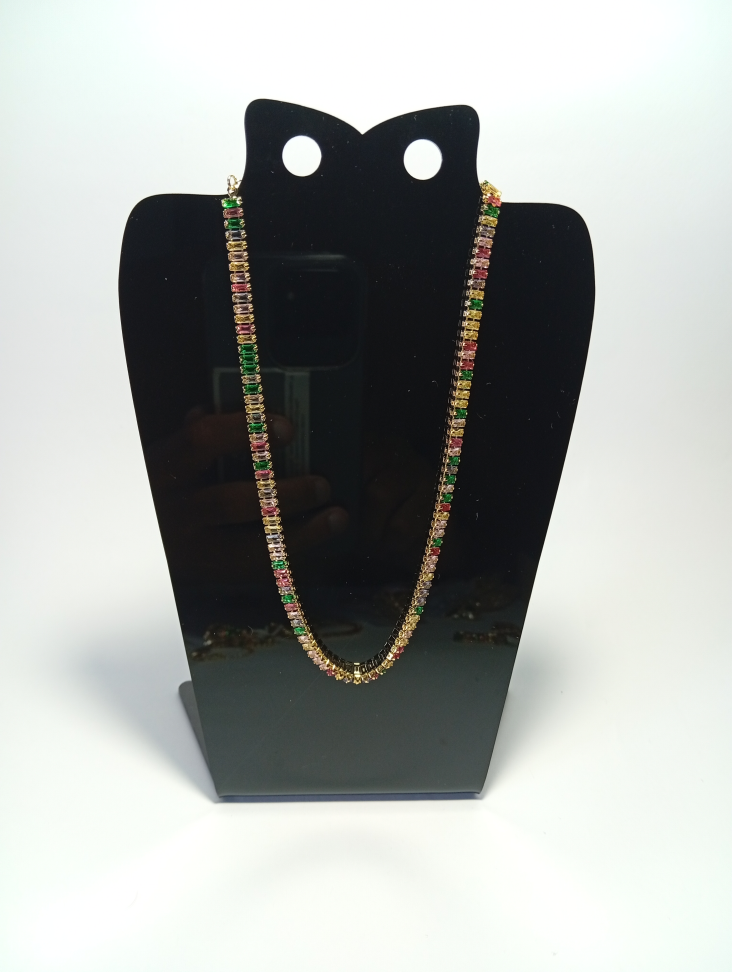 Choker Rivieras 2x4 coloridas, banhada a ouro 18k - #2