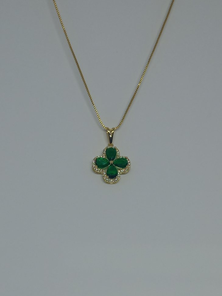 Corrente com pingente de trevo verde - #2