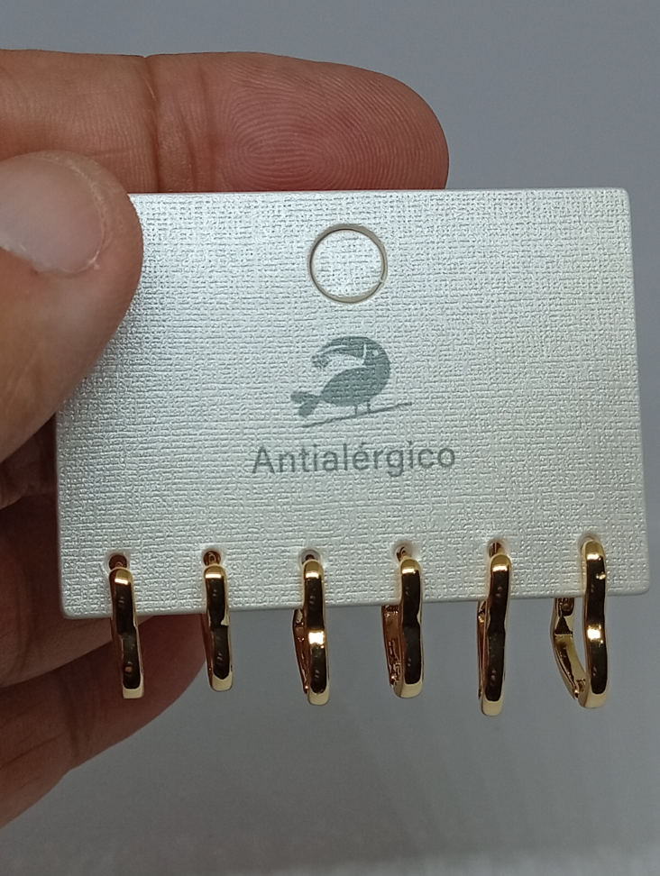 Brinco Trio de coração banhado a ouro - #1