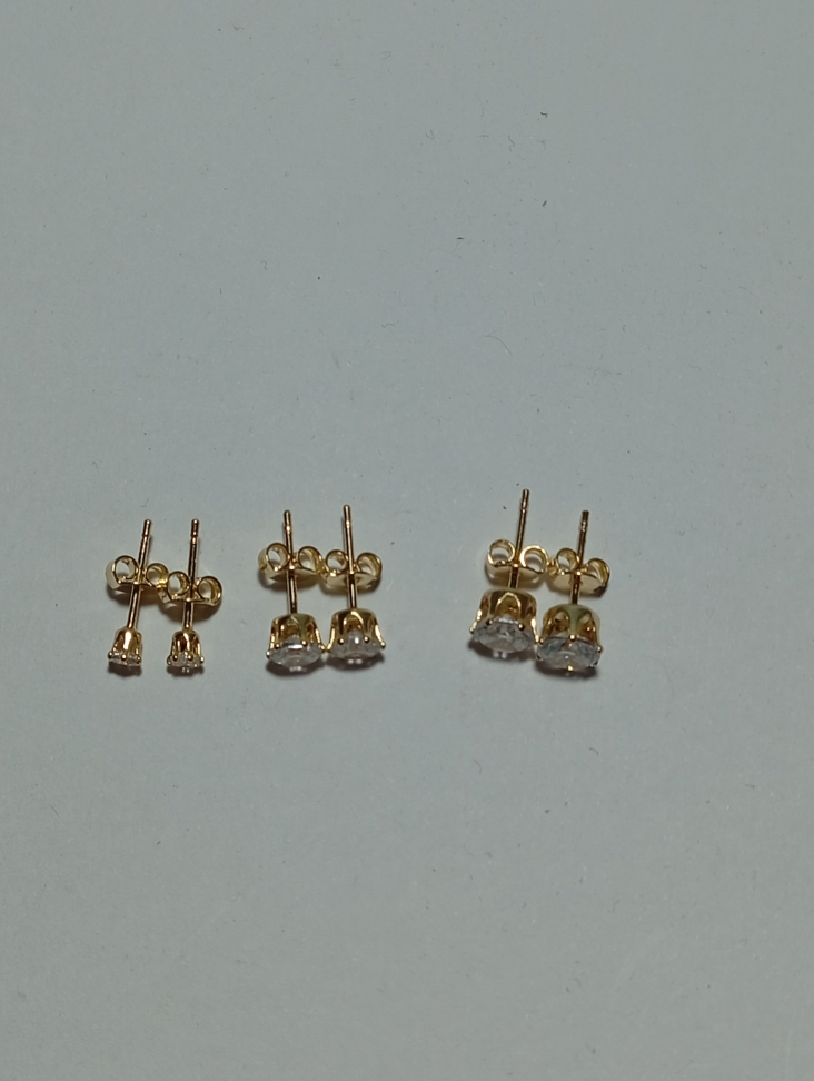 Brinco Trio de Zircônia, banhado a ouro 18k - #3