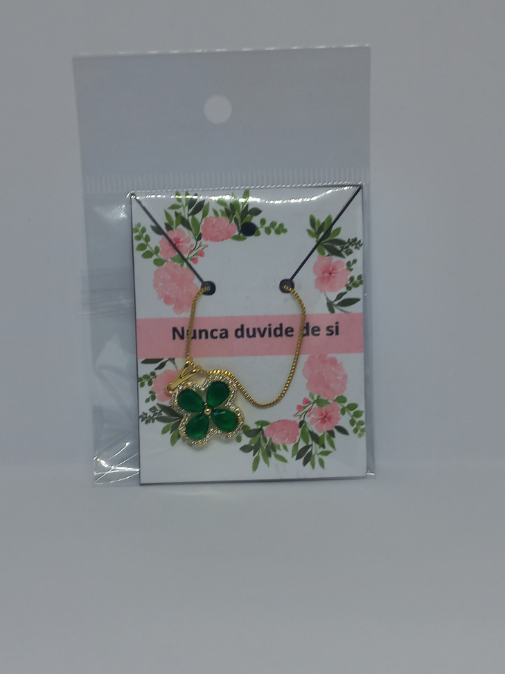 Corrente com pingente de trevo verde - #5