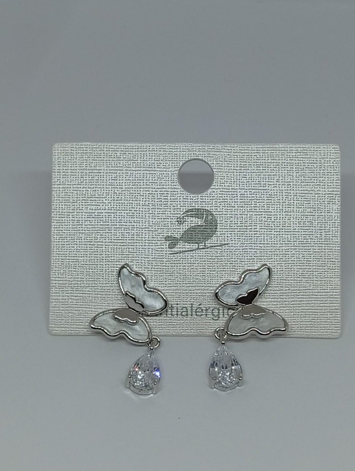 Brinco de Borboleta com gota banhado a ouro/prata - #1