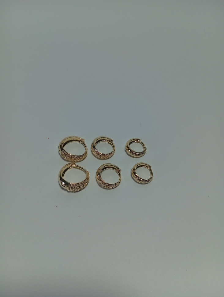 Brinco Trio redondo trabalhado, banhado a ouro 18k - #3