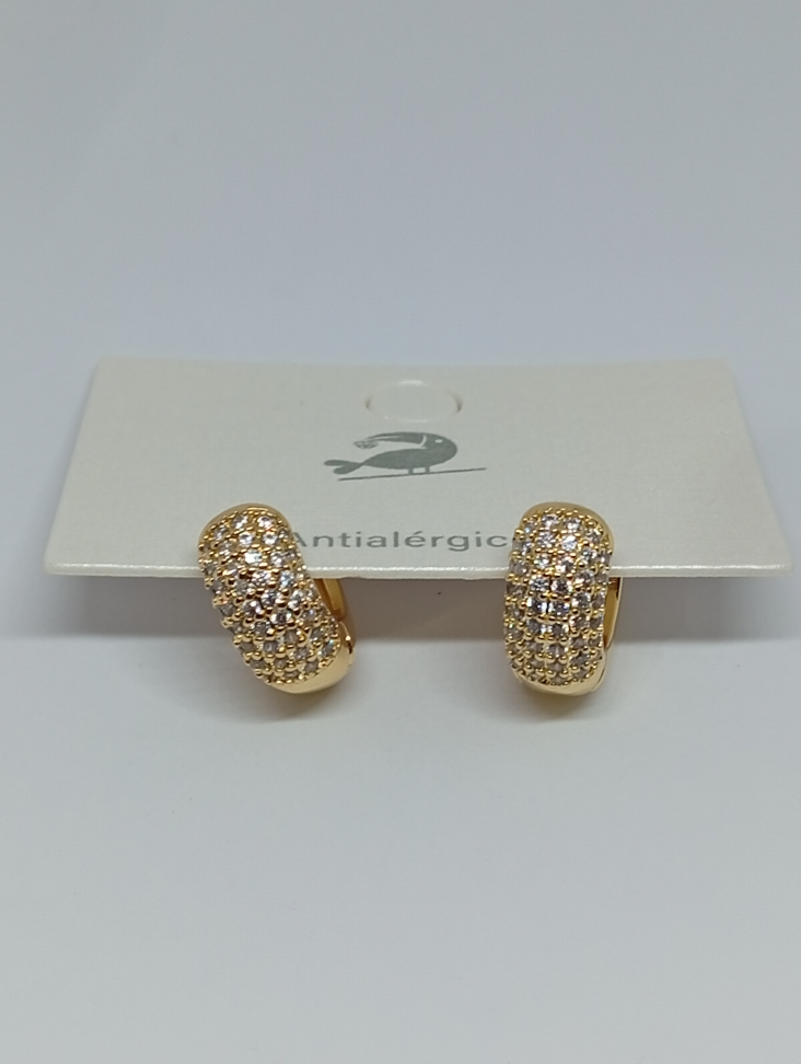 Brinco de argola com detalhes, banhado a ouro - #1