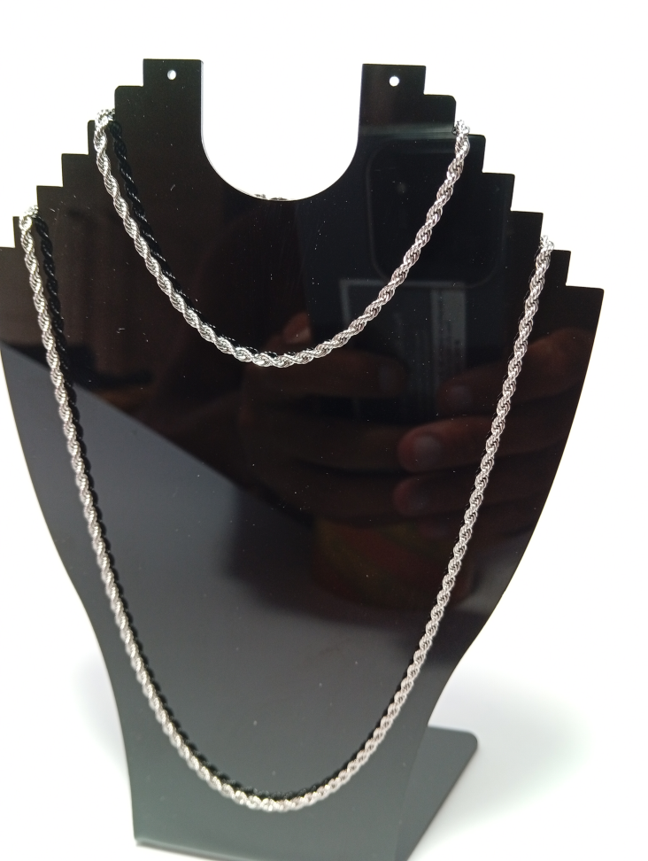 Conjunto cordão baiano 2mm 60 cm, pulseira e corrente Aço Inox 316L - #2