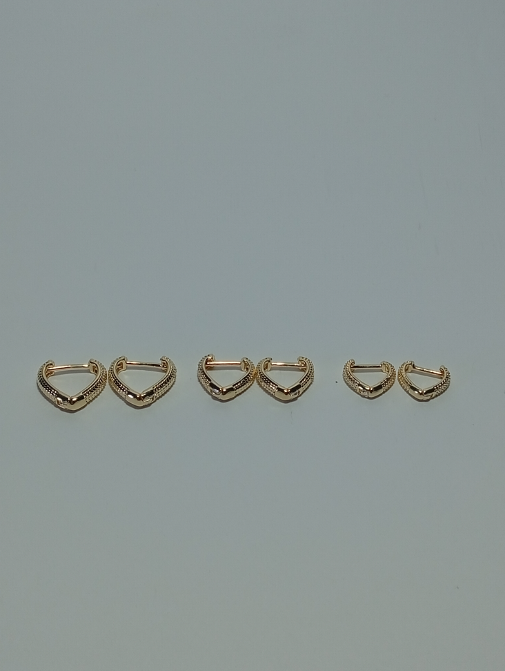 Brinco Trio de coração, banhado a ouro - #3