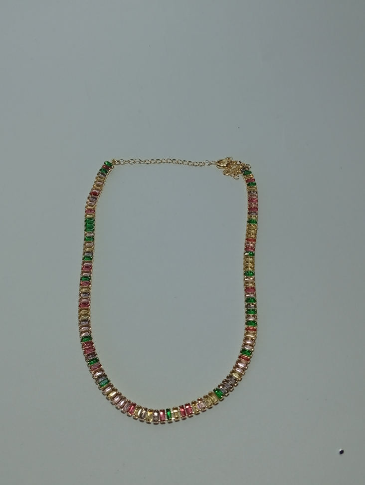 Choker Rivieras 2x4 coloridas, banhada a ouro 18k - #3