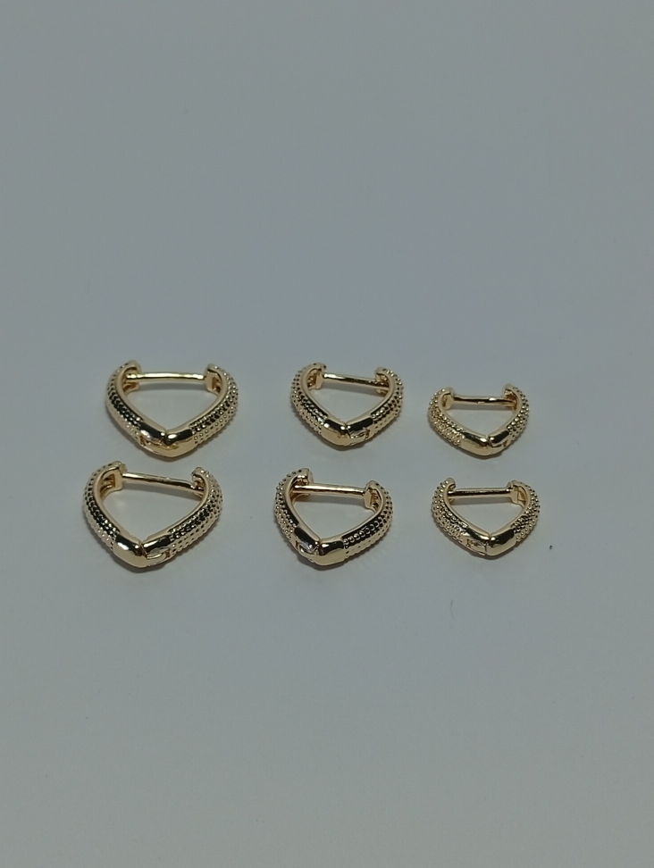 Brinco Trio de coração, banhado a ouro - #2