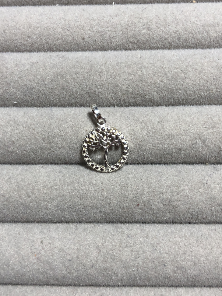 PINGENTE CIRCULO BORDADO COM ÁRVORE DA VIDA 12MM